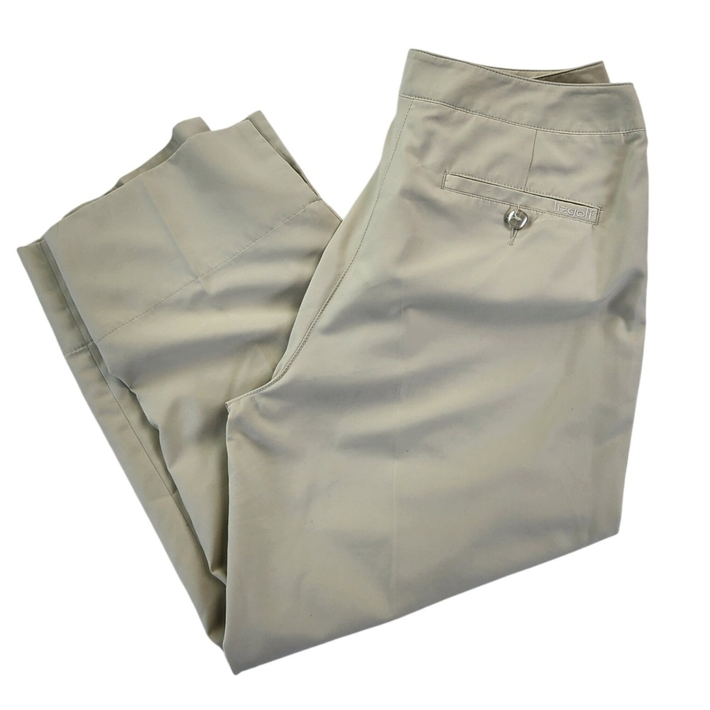 Lizgolf Womens 6 Tan Audra Cropped Golf Pants Capris Preppy Sporty Athleisure